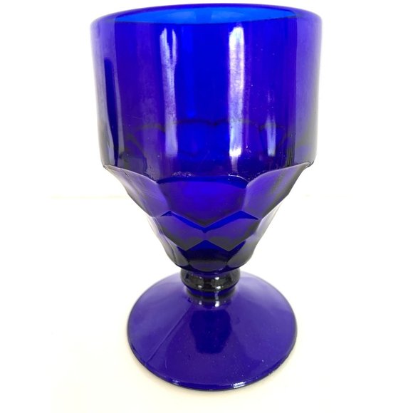 Vintage Georgian Cobalt Blue Faceted Scotch Glass - Picture 3 of 7